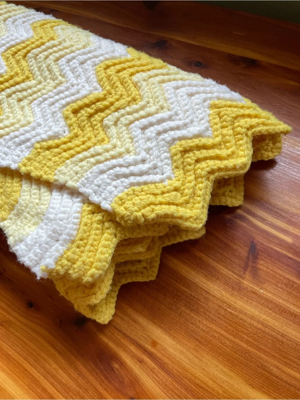 Handmade Yellow and White Chevron Crochet baby Blanket